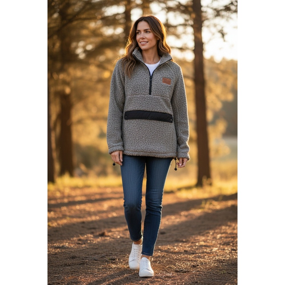 Born Outdoor Womens Fleece Quarter Zip Pullover Gray Size L